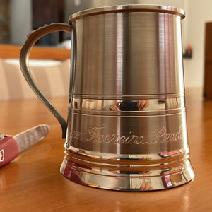 Caneca em Estanho Premium Para Cerveja 950 ml com Gravação